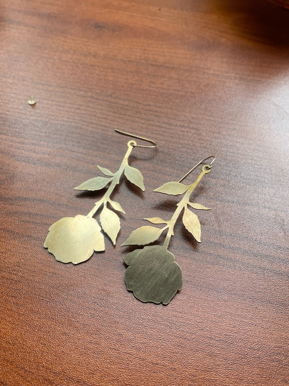 Gold rose earrings